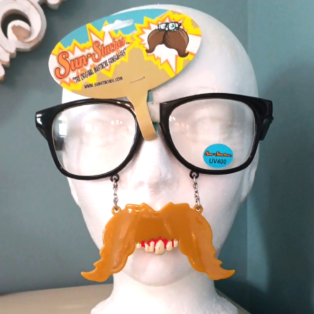 + Sun-Staches Black Glasses with Mustache